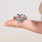 Bague Personnalisée avec Patte Nom Gravé Pierre de Naissance Cadeau pour Amoureux des Animaux de Compagnie