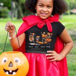 Personalized Pumpkin Skull Design Kid T-shirt with Name Halloween Gift for Kid