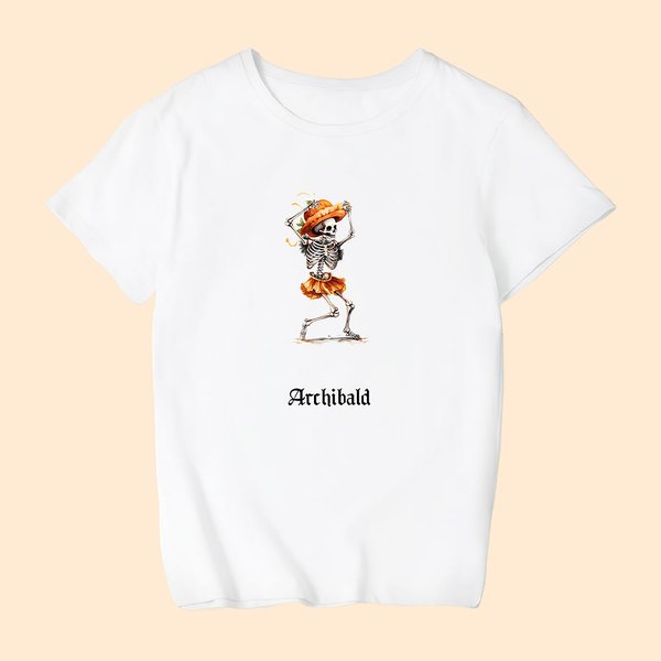 Personalisierte Kürbis Schädel Design Kind T-Shirt mit Namen Halloween Geschenk für Kind