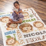 Coperta morbida personalizzata con nome di un leone, regalo di compleanno per bambini, per bambini