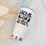 Personlig Home Is Where We Park It 30oz Curved Tumbler Present till familjen Campingälskare