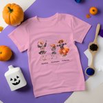 Personalized Pumpkin Skull Design Kid T-shirt with Name Halloween Gift for Kid