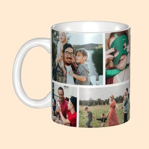 Mug Personnalisé avec 8 Photos Cadeau Anniversaire Fête pour Famille Amis Grands-Parents