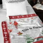 Couverture Personnalisée avec Nom pour Regarder un Film de Noël Image Camion Rouge Cadeau Noël pour Membre de la Famille ou Ami