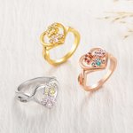 Bague Personnalisée avec Patte Nom Gravé Pierre de Naissance Cadeau pour Amoureux des Animaux de Compagnie