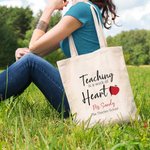 Borsa Tote in tela personalizzata con nome e testo Regalo di Natale Regalo per il Giorno del Ringraziamento per l'Insegnante