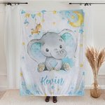 Personalised Baby Elephant Blanket Sweet Dream Name Sofa Blanket Home Nursery Decoration Birthday Baby Shower Newborn Gift for Kid Baby