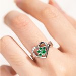 Bague Personnalisée avec Patte Nom Gravé Pierre de Naissance Cadeau pour Amoureux des Animaux de Compagnie