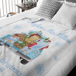 Personalized Baby's First Christmas Blanket Cute Animal on Gift Lorry Sofa Blanket with Name Holiday Home Decoration Christmas Gift for Family Kid