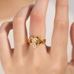 Bague Personnalisée avec Patte Nom Gravé Pierre de Naissance Cadeau pour Amoureux des Animaux de Compagnie