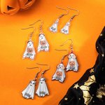 Gepersonaliseerde Halloween Schattige Spook Hond Patroon Glitter Acryl Bengelen Oorbellen Halloween Verjaardag Gift voor Dog Lover