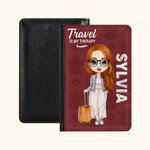 Viaje personalizado es mi terapia Funda portátil para pasaporte con nombre Accesorio de viaje Cumpleaños Regalo de Navidad para amigos Familia