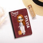 Viaje personalizado es mi terapia Funda portátil para pasaporte con nombre Accesorio de viaje Cumpleaños Regalo de Navidad para amigos Familia