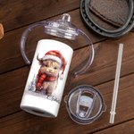 Tasse à boire personnalisée avec poignée et couvercle Cadeau de douche de Noël pour les enfants.