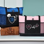 Gepersonaliseerde Verpleegster draagtas met rits Verpleegkundige Week Waardering Afstudeergeschenk voor medisch personeel