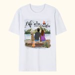 Personalisierte Leben ist besser um das Lagerfeuer Erwachsenen-T-Shirt und Kind T-shirt Weihnachten Jahrestag Geschenk für Familie Paar