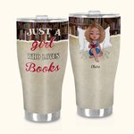 Gepersonaliseerde Just A Girl Who Loves Books 30oz Curved Tumbler Kerstmis Reading Gift voor vrouwen boekenliefhebbers