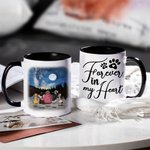 Personalized Forever in My Heart Under the Starry Sky White and Color Inside Ceramic Mug with Name 11/15 oz Gift for Dog Lovers