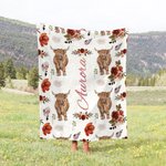Couverture polaire douce et personnalisée avec le nom de la vache Highland Cadeau de Noël pour les enfants Highland Cow Lover