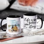 Gepersonaliseerde Life Is Better with a Dog/Dogs Wit en Kleur Binnenkant Keramische Mok met Naam 11oz en 15 oz Geschenk voor Hondenliefhebbers