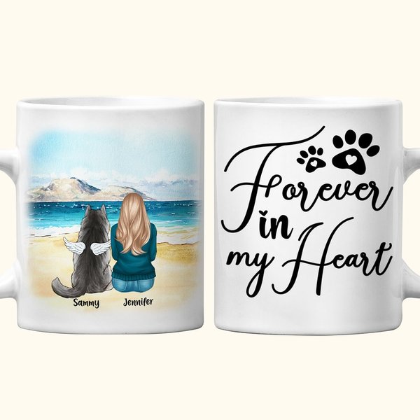 Tazza in ceramica personalizzata Forever in My Heart da 11 oz 15 oz con nome Regalo per gli amanti dei cani