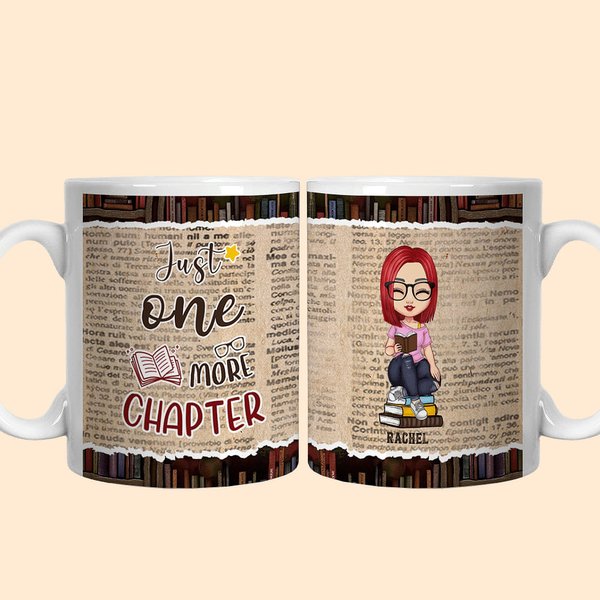 Personalized Just One More Chapter White and Color Inside Ceramic Mug Birthday Gift for Reading Girl Book Lover