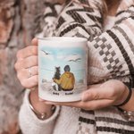 Personalised I Love You To The Moon And Back Seaside White and Colour Inside Ceramic Mug with Name 11/15 oz Gift for Dog Lovers