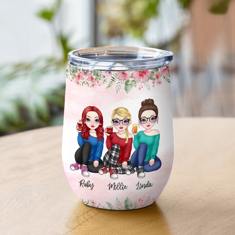 Personalized Life Is Better With Besties Best Friend Live Together Wine Tumbler Birthday Gift with Insulation Effect 2