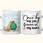 Personalized Once by My Side Forever in My Heart White and Colour Inside Ceramic Mug with Name 11/15 oz Gift for Dog Owners