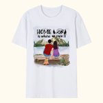 Personalisierte Home Is Where We Park It Adult T-shirt und Kid T-shirt Weihnachten Jahrestag Geschenk für Familie Paar