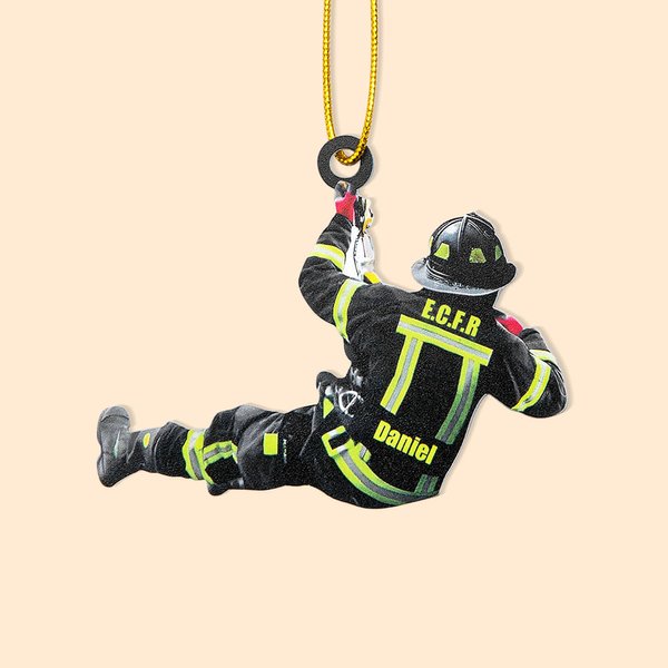 Ornement en Acrylique Image Pompier Décor Personnalisé avec Nom et Département pour Arbre de Noël Voiture Décoration Maison Cadeau pour Pompier