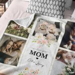 Coperta personalizzata We Love You Mom Photo College in pile Sherpa con 8 foto Regalo di compleanno Regalo per la festa della mamma