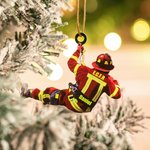 Adorno de bombero acrílico personalizado de doble cara Árbol de Navidad Decoración del hogar del coche Cumpleaños Vacaciones Regalo creativo para el b