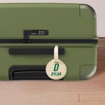 Gepersonaliseerde Naam Initiaal Bagagelabels Rond Monogrammeerd Koffer Label met Ingebouwde Kaarthouder Cadeau voor Reisliefhebber
