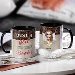 Tasse en céramique colorée personnalisée Just A Girl Who Loves Books Cadeau d'anniversaire et de Noël pour une fille qui lit et qui aime les livres