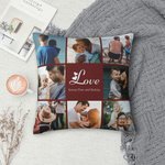 Personalised Heart Love Photo Collage Throw Pillow Home Decor with Text Birthday Anniversary Christmas Gift for Couple Family