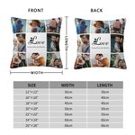 Personalised Heart Love Photo Collage Throw Pillow Home Decor with Text Birthday Anniversary Christmas Gift for Couple Family
