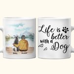 Gepersonaliseerde Life Is Better with a Dog/Dogs Wit en Kleur Binnenkant Keramische Mok met Naam 11oz en 15 oz Geschenk voor Hondenliefhebbers
