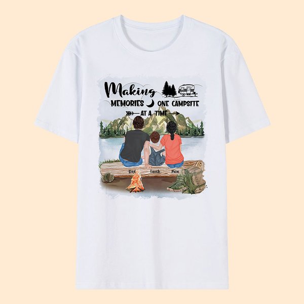 Personalized Making Memories One Campsite At A Time Adult T-shirt and Kid T-shirt Christmas Gift Birthday Gift Anniversary Gift for Family