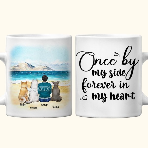 Personalisierte einmal an meiner Seite für immer in meinem Herzen weiß und Farbe innen Keramik-Becher mit Namen 11 oz und 15 oz Geschenk für Hundelieb