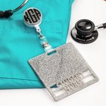 Personalised Double Lines Glitter ID Badge Buddy And Badge Reel Nurse Week Thank You Gift for Nurse Doctor Medical Staff