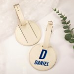 Gepersonaliseerde Naam Initiaal Bagagelabels Rond Monogrammeerd Koffer Label met Ingebouwde Kaarthouder Cadeau voor Reisliefhebber