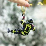 Adorno de bombero acrílico personalizado de doble cara Árbol de Navidad Decoración del hogar del coche Cumpleaños Vacaciones Regalo creativo para el b