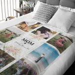 Coperta personalizzata We Love You Mom Photo College in pile Sherpa con 8 foto Regalo di compleanno Regalo per la festa della mamma