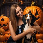 Gepersonaliseerde Leuke Spook Hond Pompoen Badge Reel Glitter Acryl Badge Halloween Gift voor Dog Lover