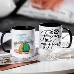Taza de Cerámica Personalizada Forever in My Heart Interior Blanco y Color con Nombre 11oz y 15 oz Regalo para Amantes de los Perros