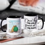 Personalized Once by My Side Forever in My Heart White and Colour Inside Ceramic Mug with Name 11/15 oz Gift for Dog Owners