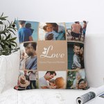 Personalised Heart Love Photo Collage Throw Pillow Home Decor with Text Birthday Anniversary Christmas Gift for Couple Family
