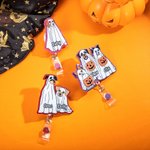 Gepersonaliseerde Leuke Spook Hond Pompoen Badge Reel Glitter Acryl Badge Halloween Gift voor Dog Lover