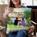 Personalizzato Famiglia Throw Pillow Cover Sunrise Dormiamo sotto le stelle Campeggio regalo di compleanno regalo di San Valentino per il soggiorno